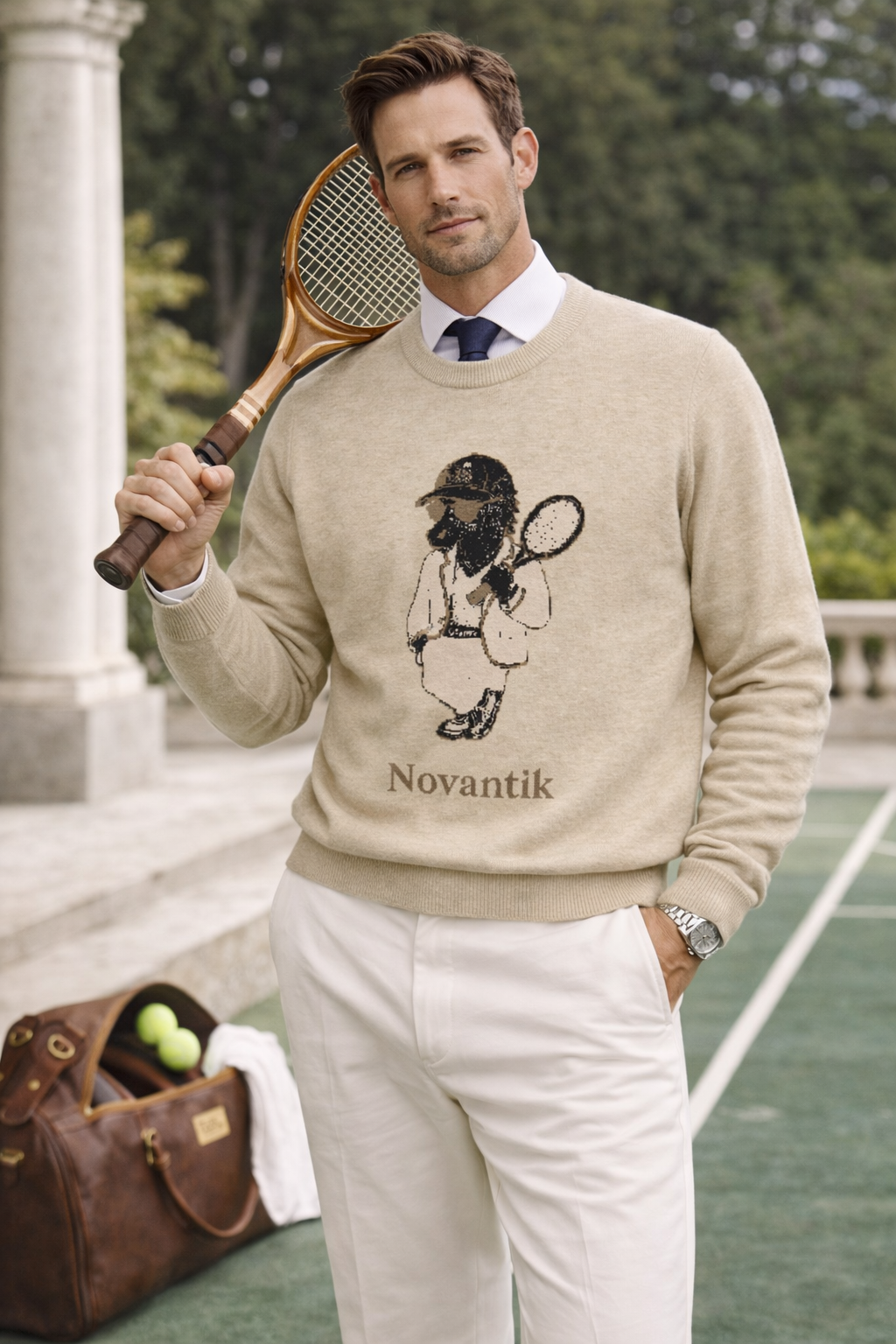 Novantik Signature Pullover aus Wolle Beige