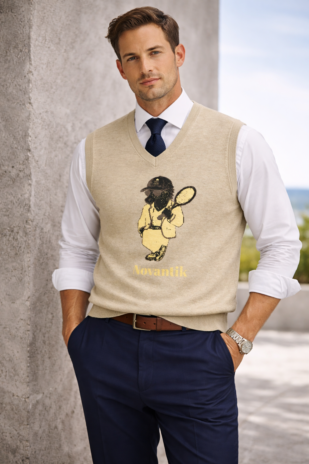 Novantik Signature Pullunder aus Wolle Beige