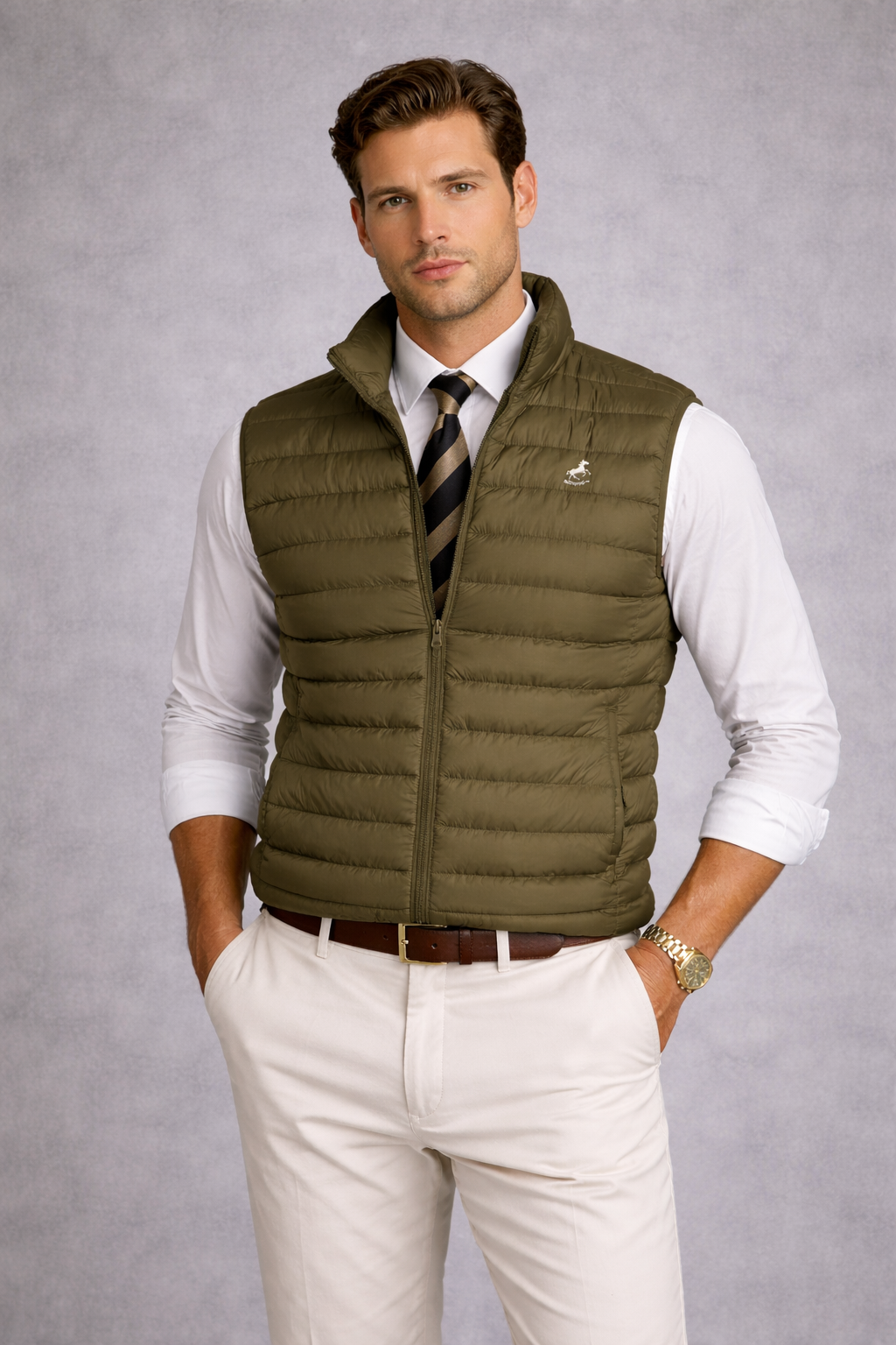 Novantik Slim-Fit Weste Olive