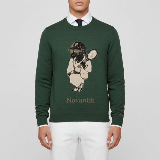 Novantik Signature Pullover aus Wolle Olive
